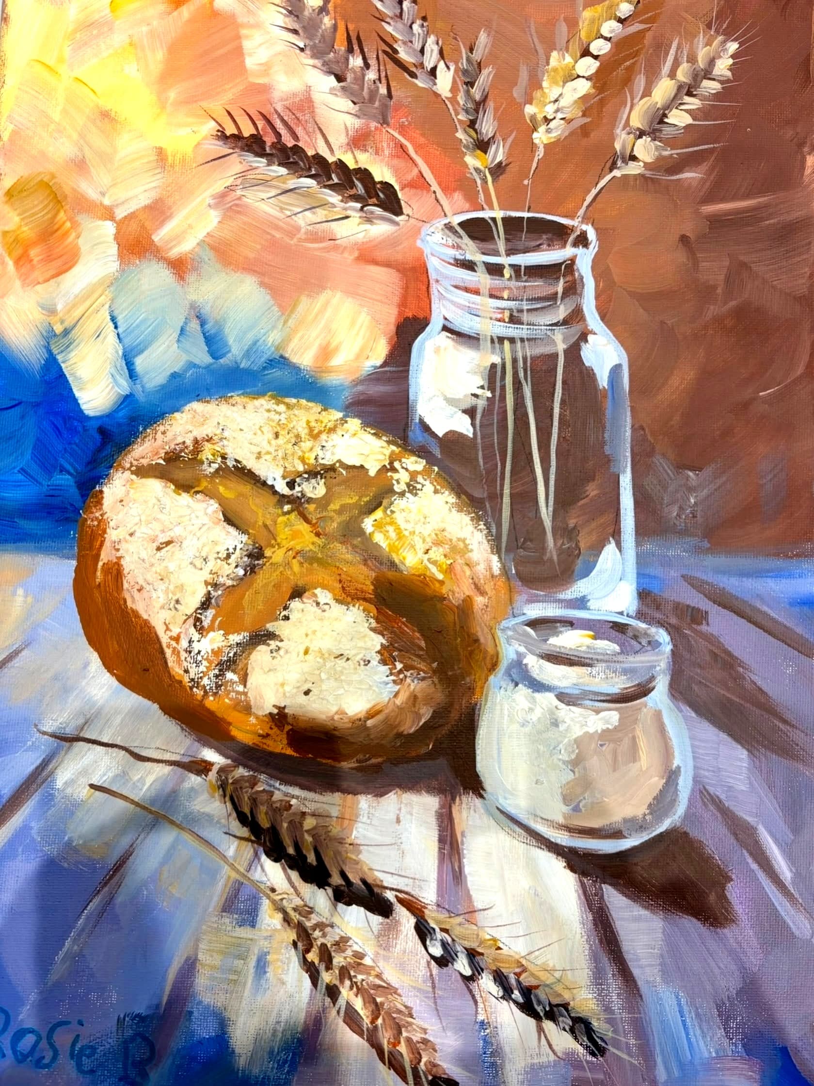 Painting of sourdough bread by Rosie, Lucie's daughter