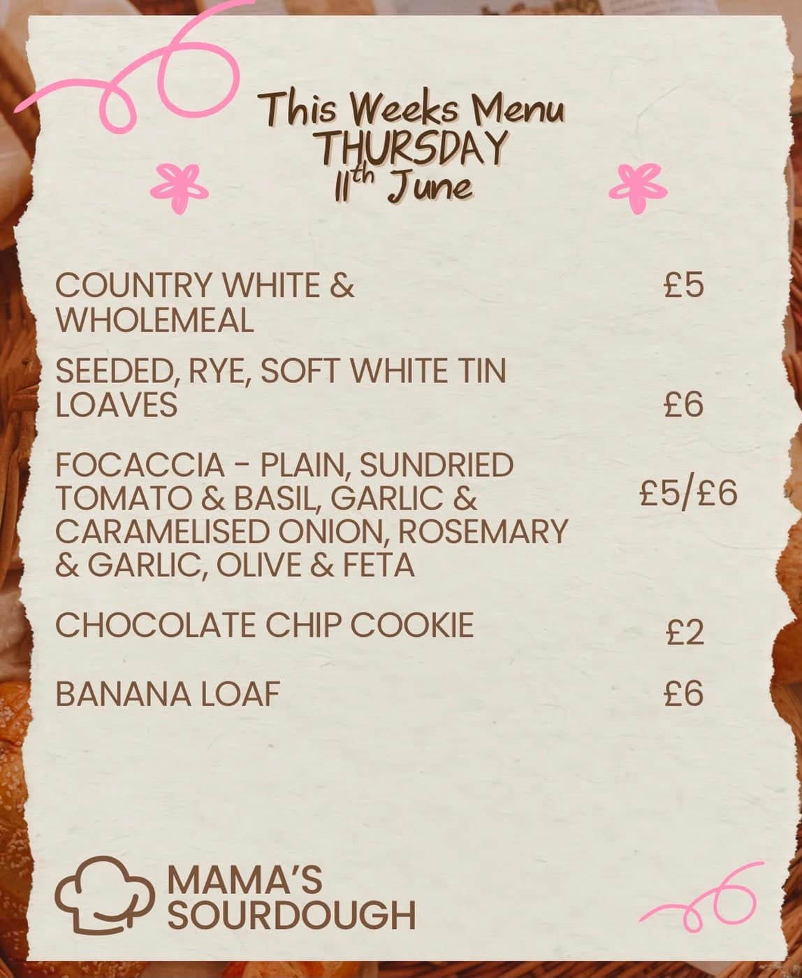 This week's menu